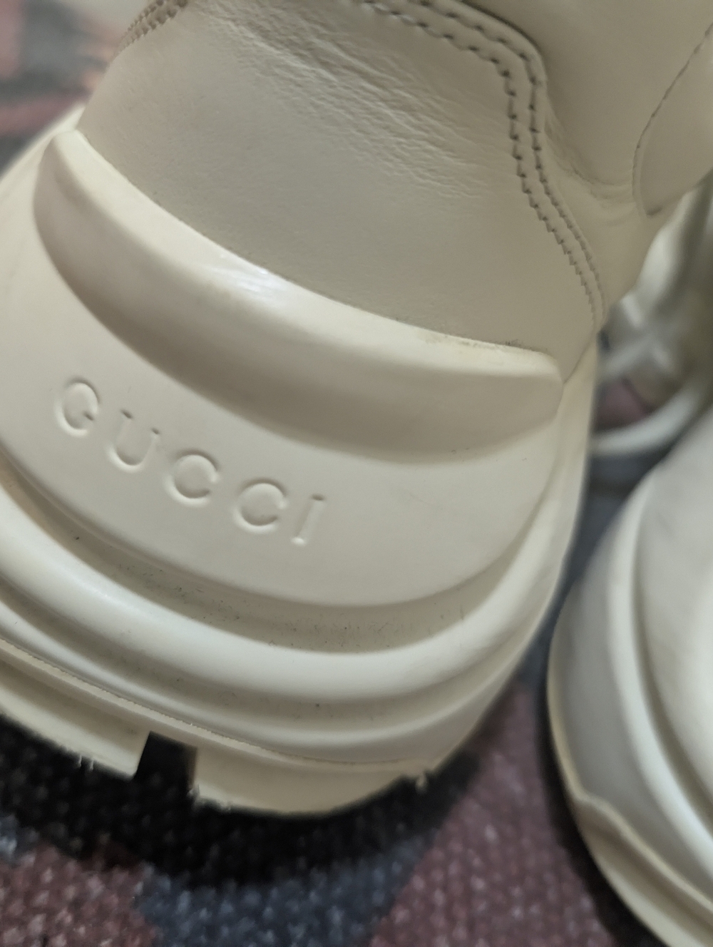 Gucci Rhyton Cream Leather Men's Sneakers Size US 9, Gucci 8 - Picture 14 of 15